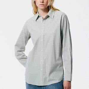 Tibi Classic Menswear Shirting Charlie Slim Men's Shirt, Tan/White multi; XXS